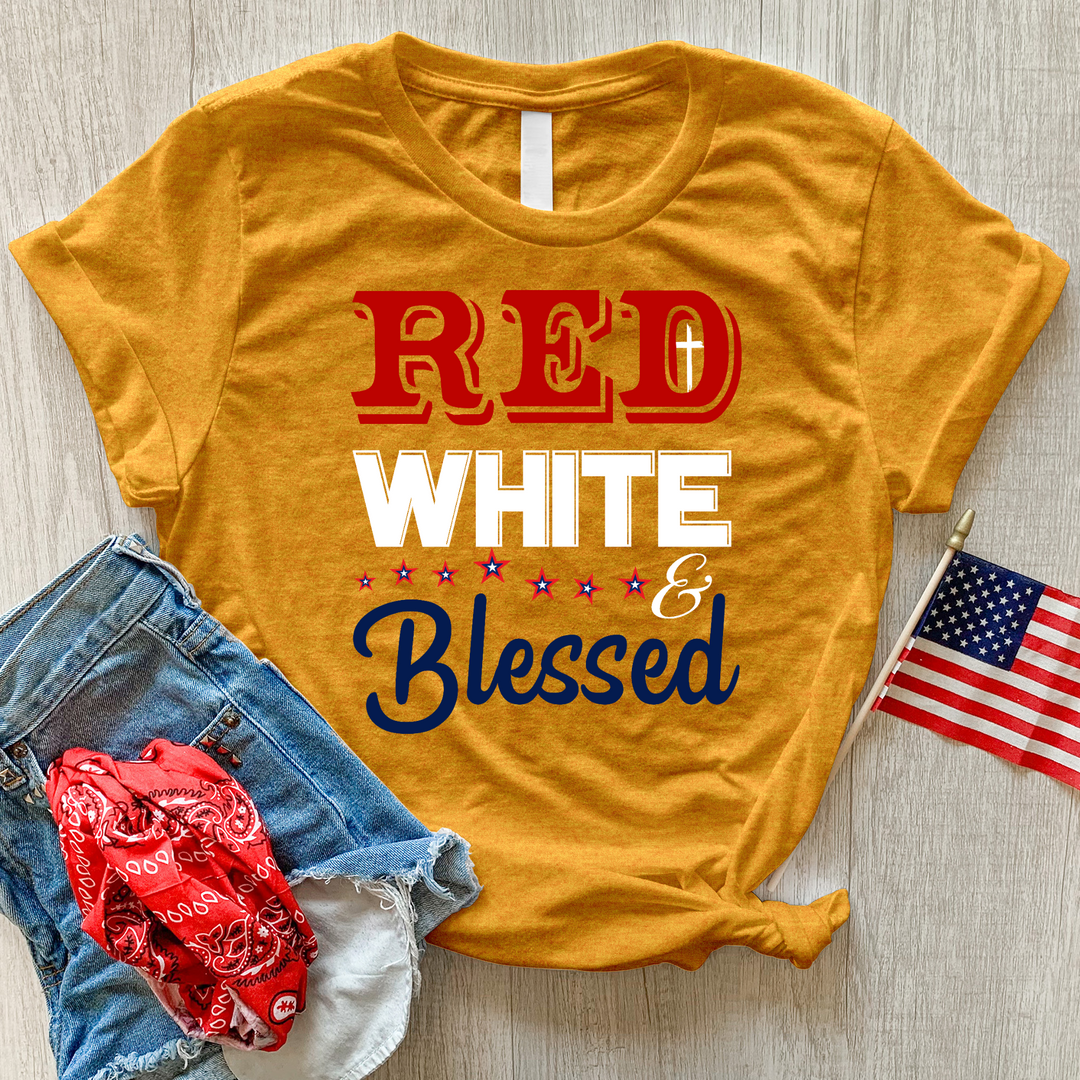 Red White & Blessed Heathered Tee