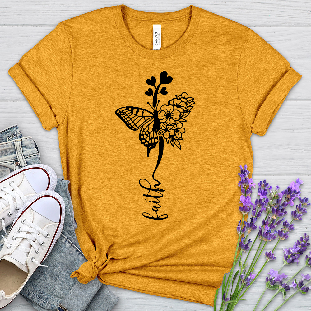 Faith Butterfly Hearts Heathered Tee