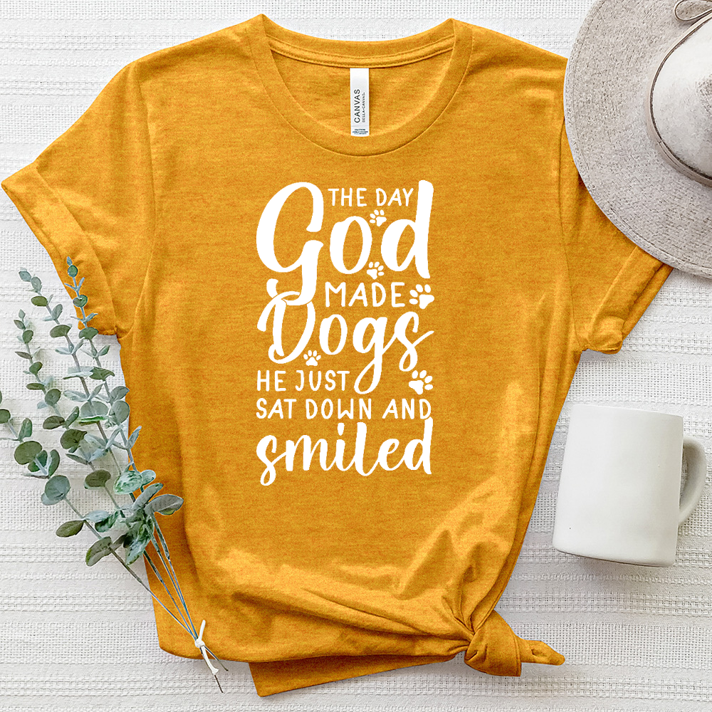 The Day God Made Dogs Paw Print Heathered Tee