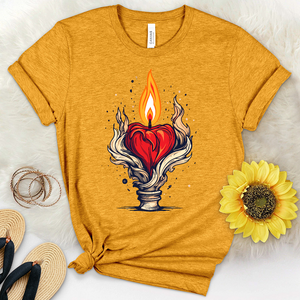 Candle With a Heart Shaped Flame Heathered Tee