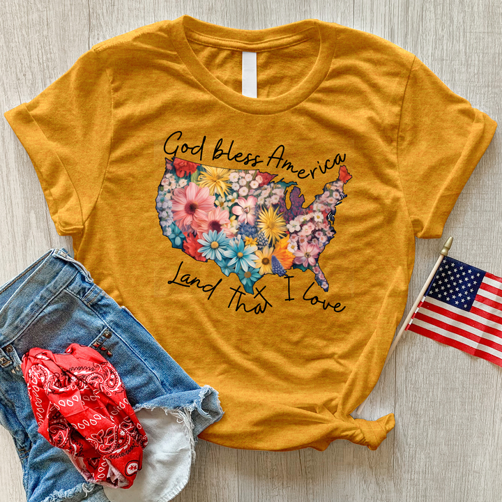 Land That I Love Flower Heathered Tee