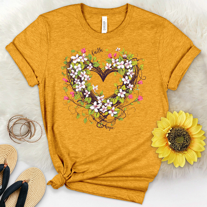 Entangled Flower Heart Heathered Tee