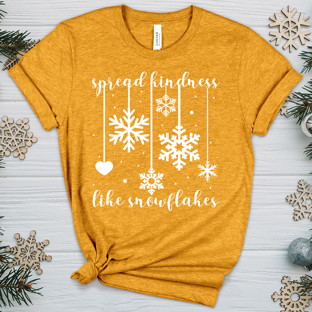 Spread Kindness Dangling Snowflakes Heathered Tee