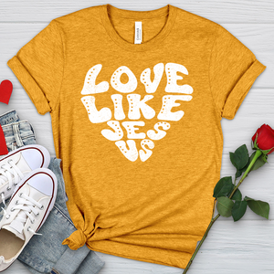 Love Like Jesus White Heathered Tee