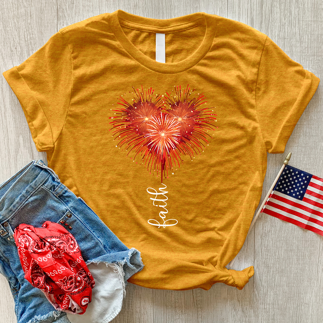 Fireworks Heart Heathered Tee