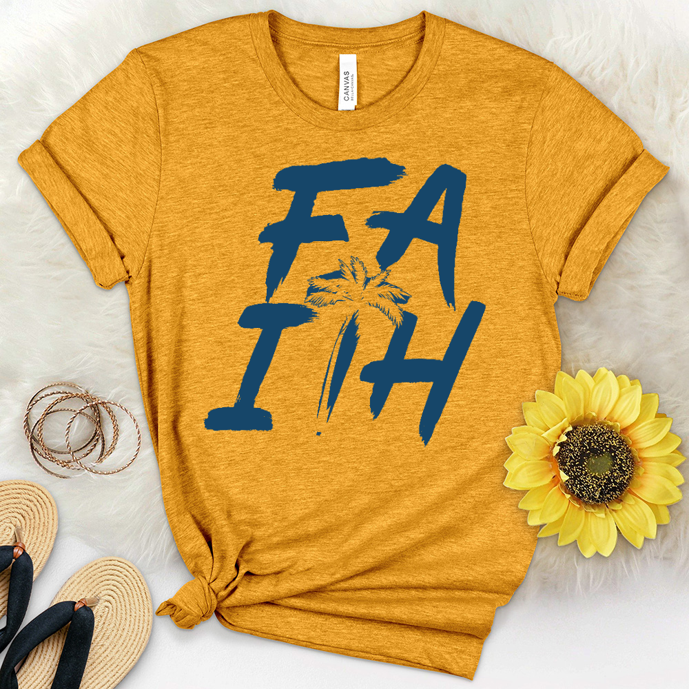 Faith Beach Print Heathered Tee