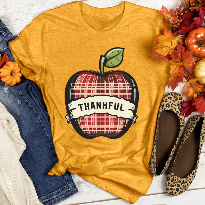 Retro Plaid Apple Cozy Heathered Tee