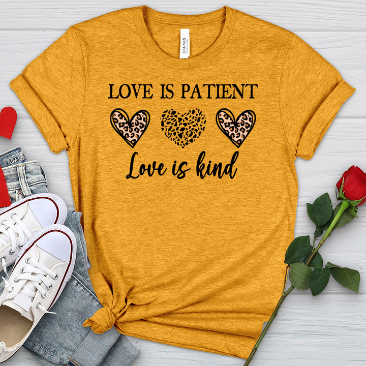 Love Is Patient 3 Hearts Heathered Tee