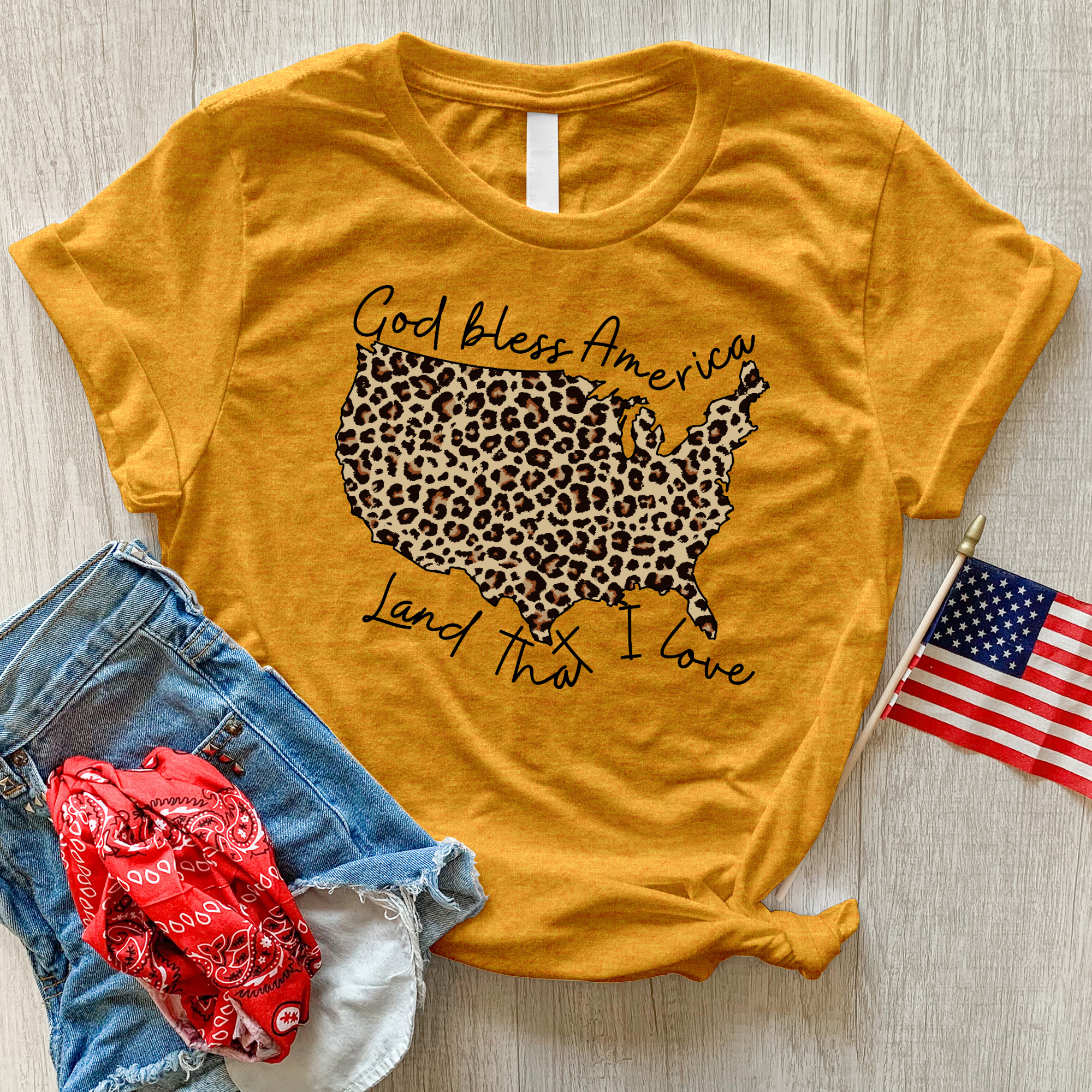 Land That I Love Leopard Heathered Tee