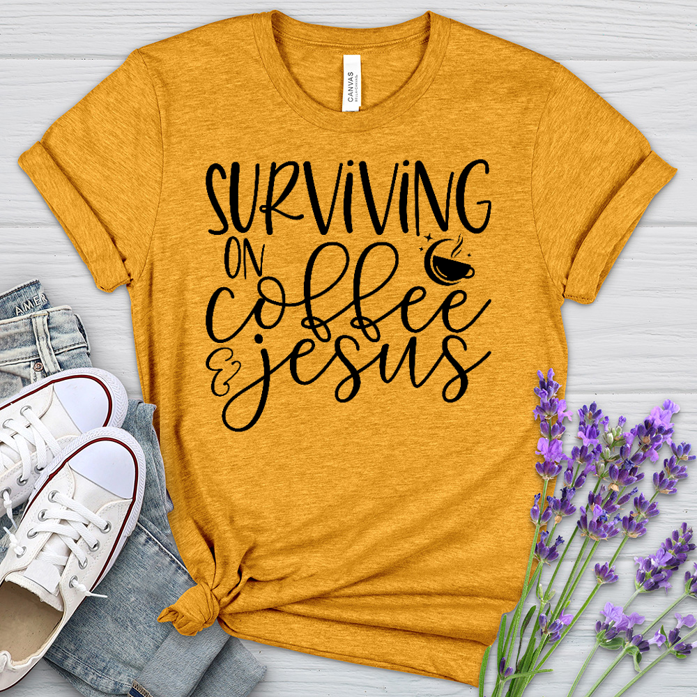 Survivng On Coffee Stars Heathered Tee