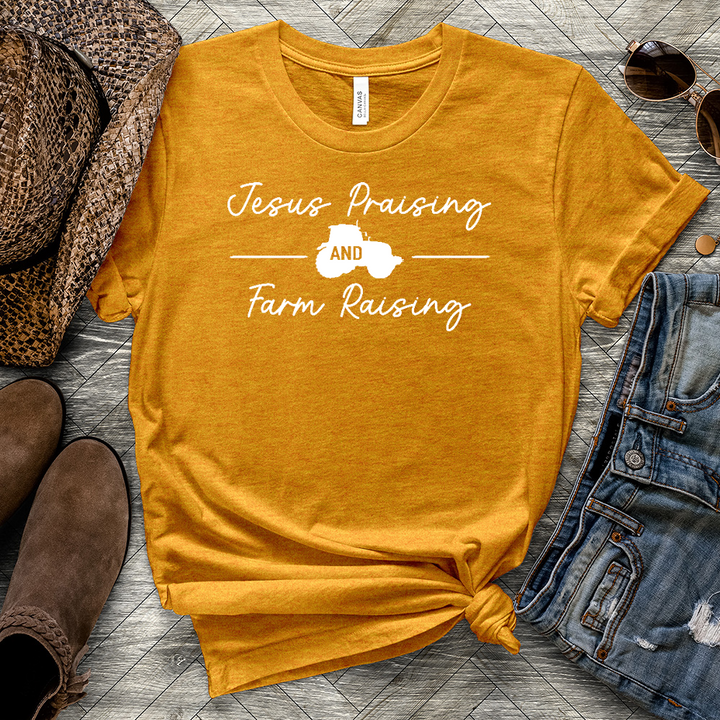 Jesus Praising Farm Raising Heathered Tee