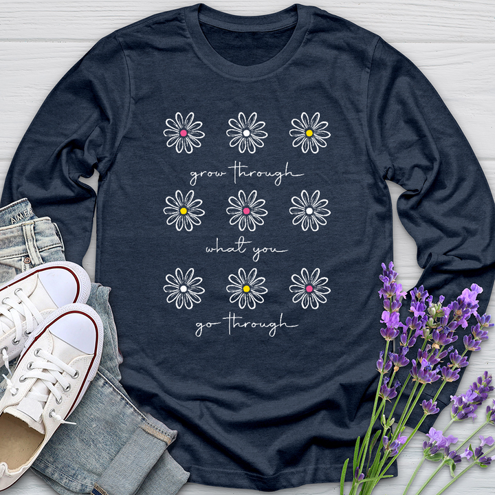 Grow Through White Daisies Long Sleeve Tee