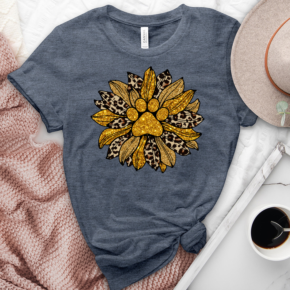 Paw print leopard sunflower heathered tee