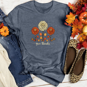 Vintage Autumn Floral Trio Heathered Tee