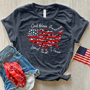 God Bless America Camo USA Heathered Tee