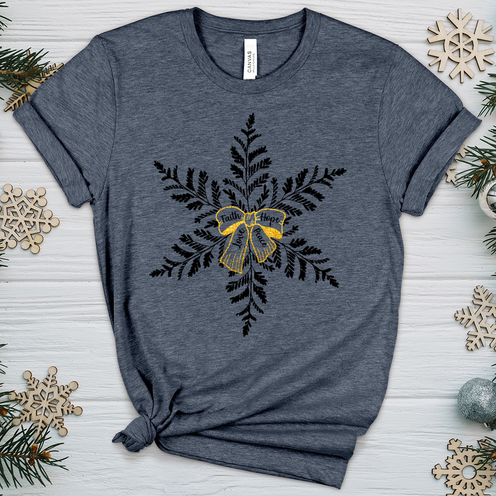 Faith Hope Love Peace Snowflake Heathered Tee