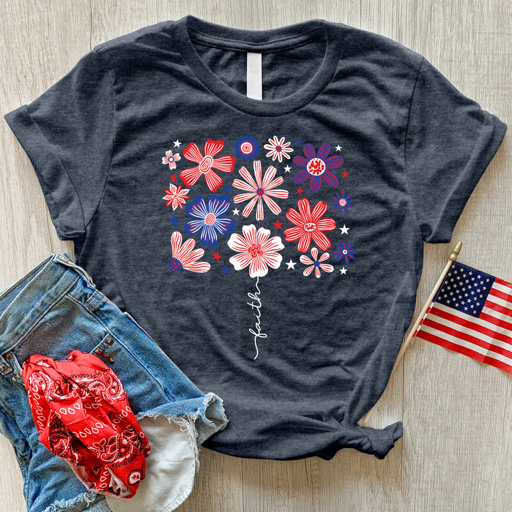 American Faith Flower Heathered Tee