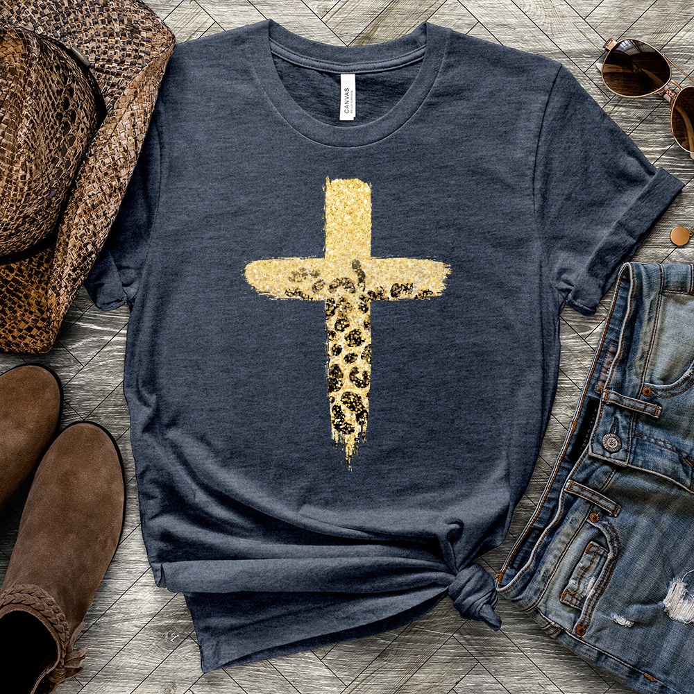 Leopard Cross Heathered Tee