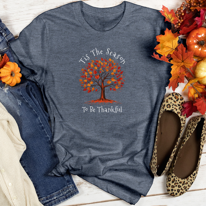 Vintage Landscape Fall Themes Tree Heathered Tee