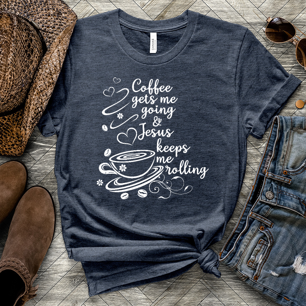 Jesus Gets Me Rolling Heathered Tee