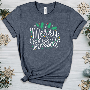 Cute Merry Blessed Heathered Tee