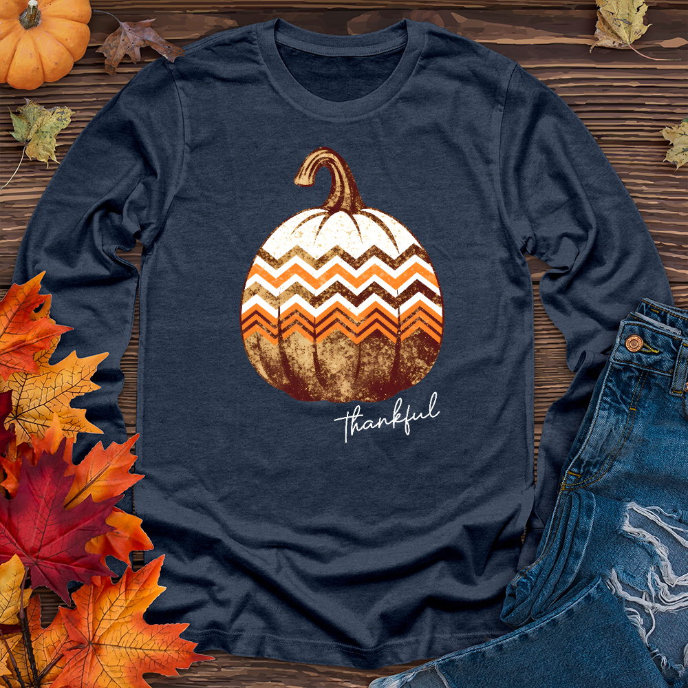 Thankful Retro Cozy Pumpkin Long Sleeve Tee