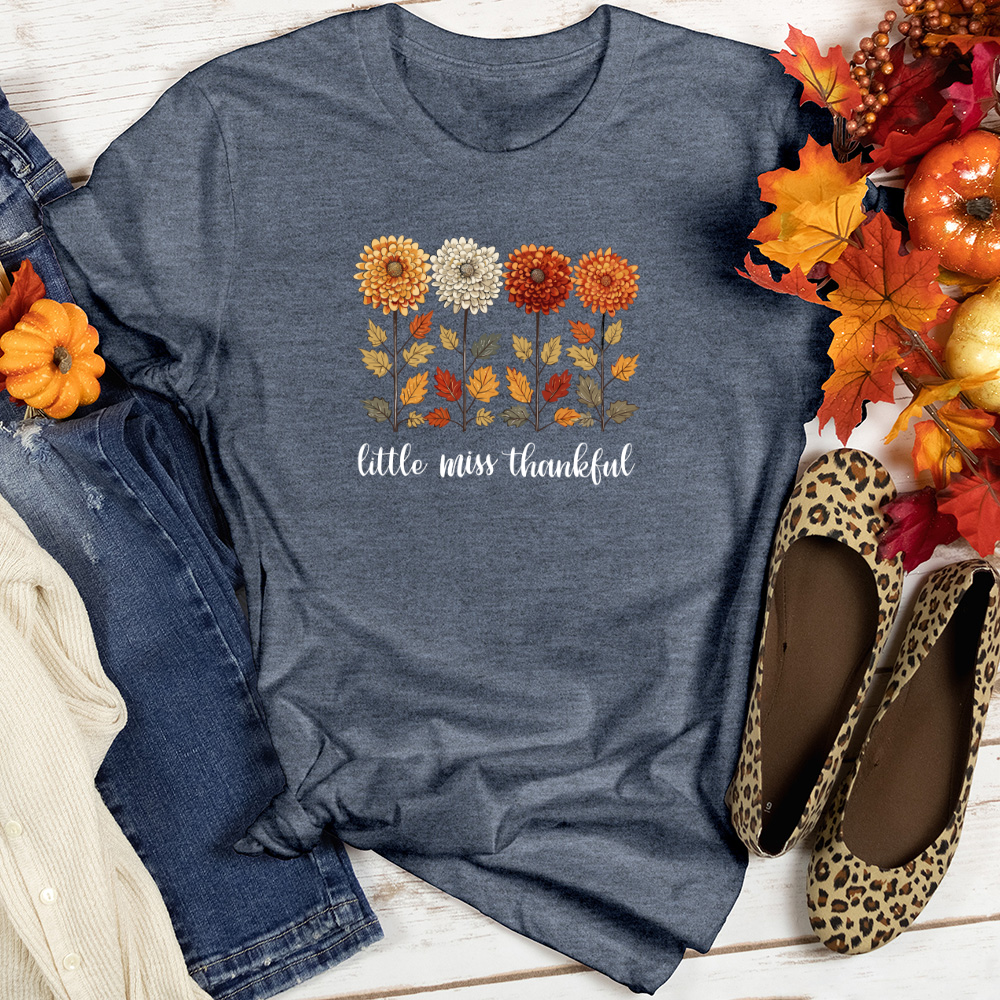 Vintage Playful Autumn Floral Trio Heathered Tee