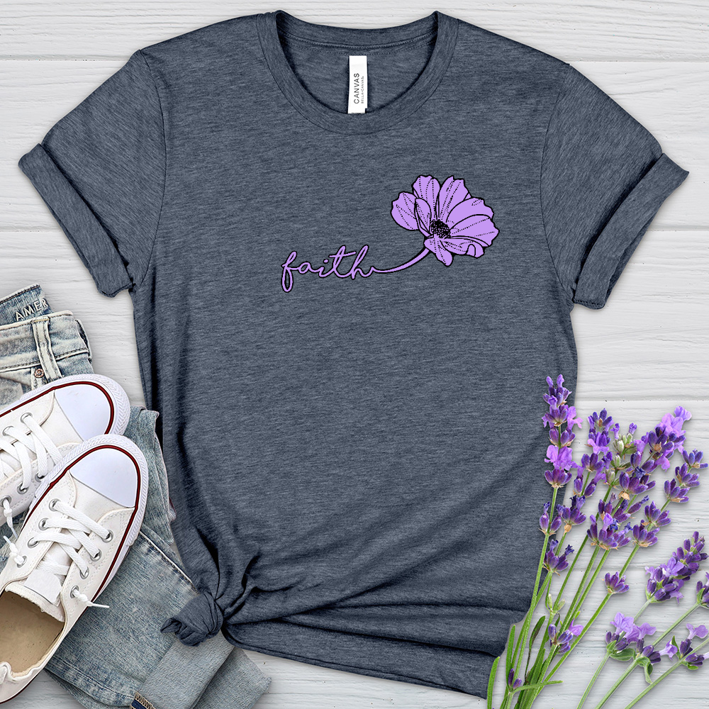 Faith Purple Flower Heathered Tee