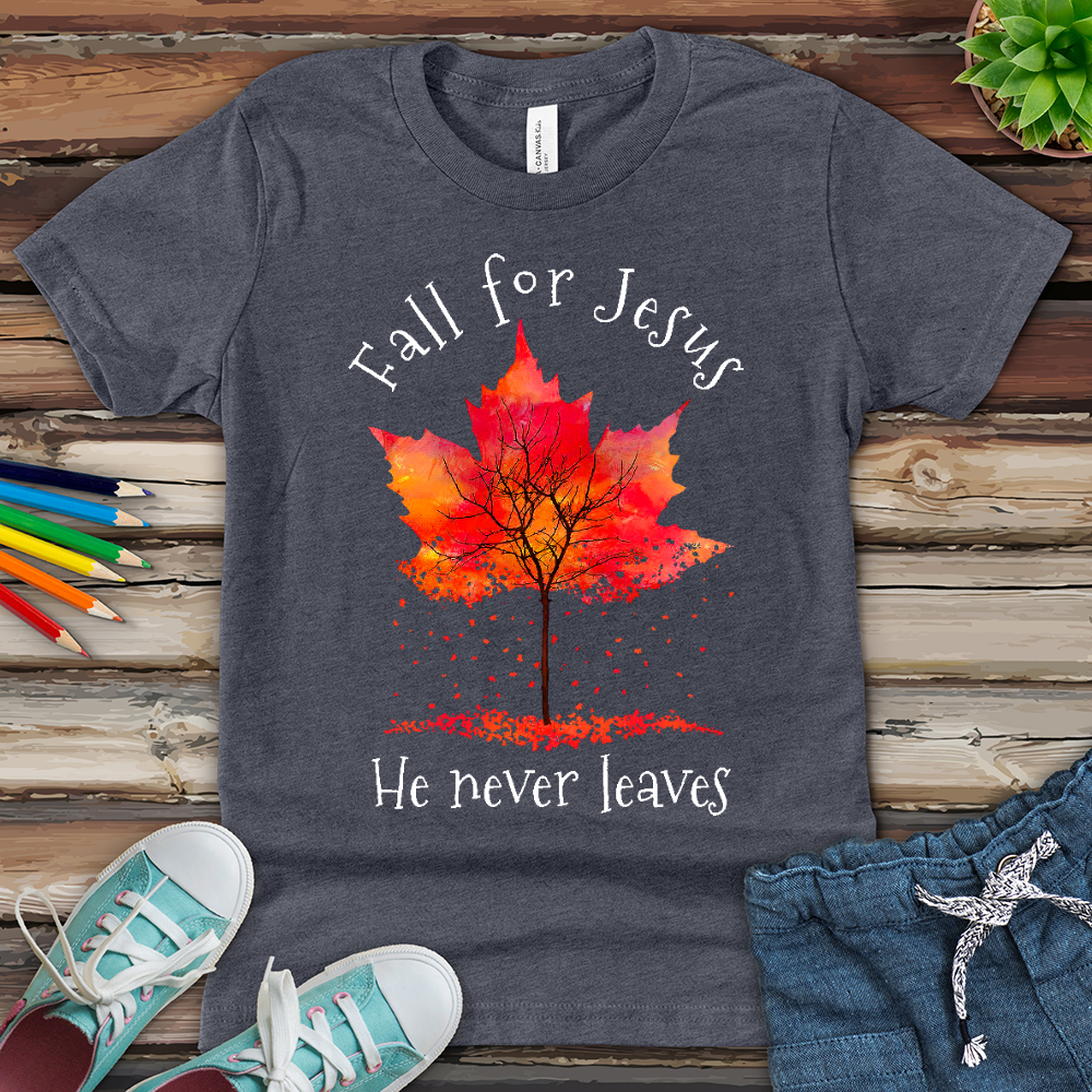 Fall For Jesus Falling Leaves Youth Heathered Tee