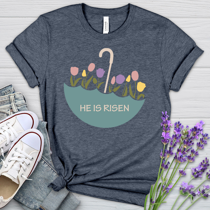 He Is Risen Flower Umbrella Heathered Tee