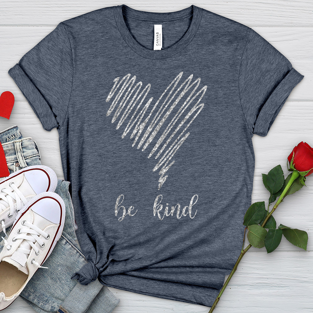 Be Kind Silver Heart Heathered Tee