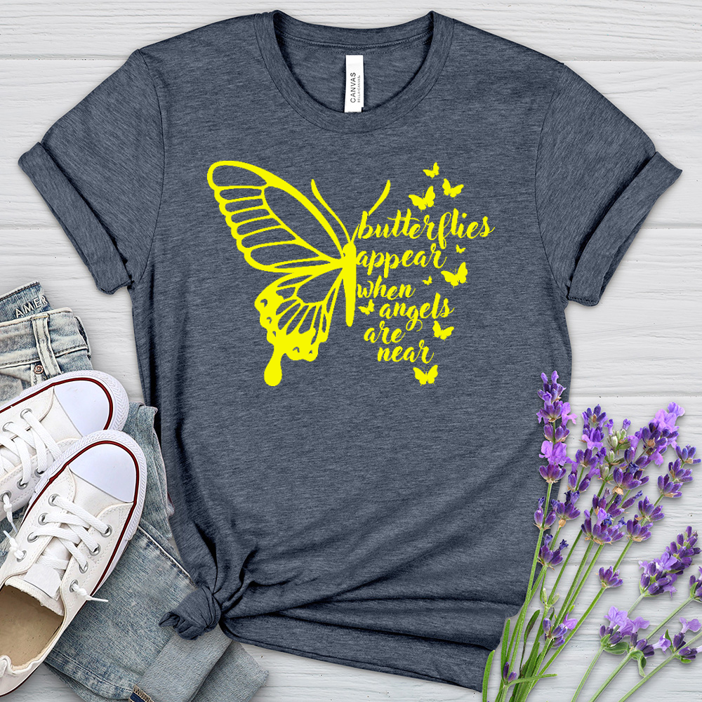 Butterflies Appear Yellow Heathered Tee