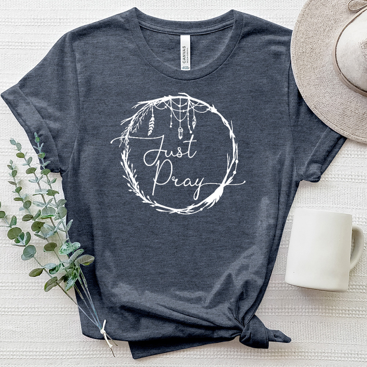 Just Pray White Heathered Tee