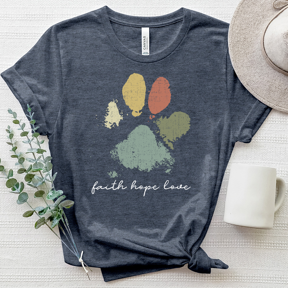 Faded Rainbow Paw Print Heathered Tee