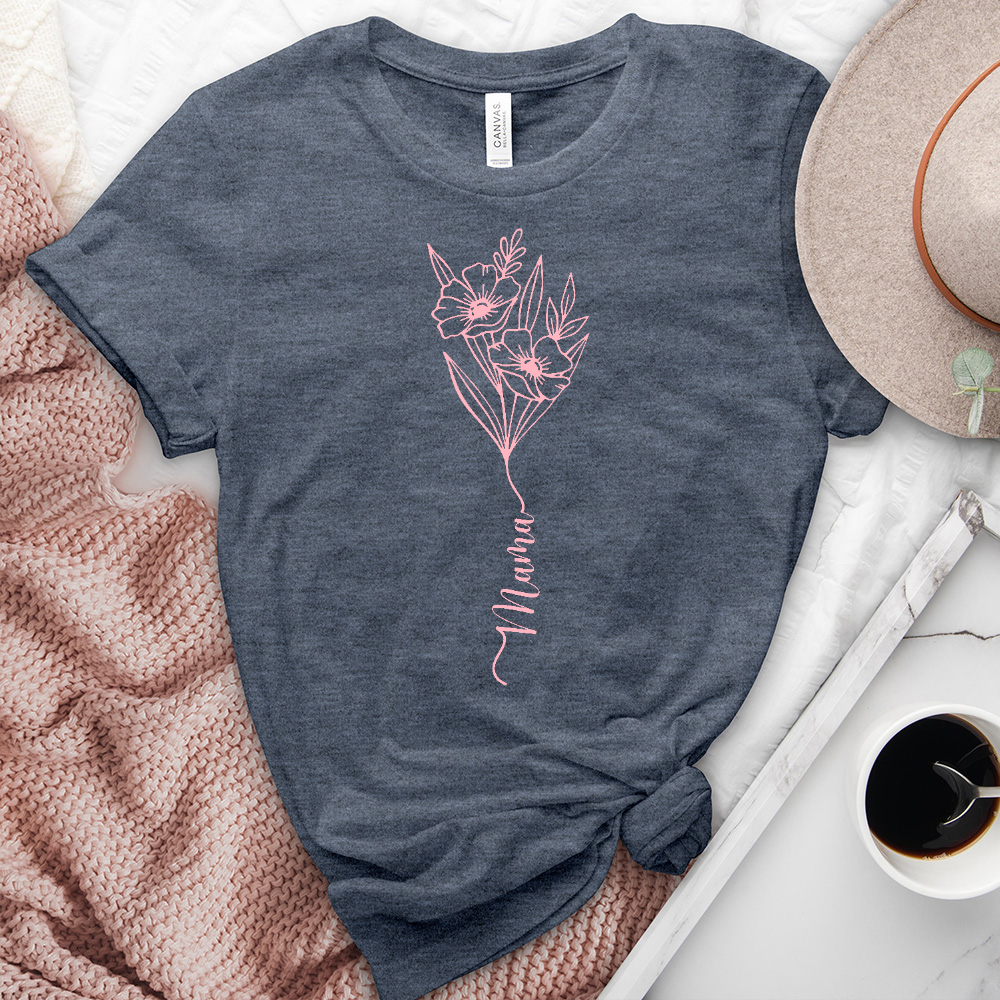 Mama Flowers Heathered Tee