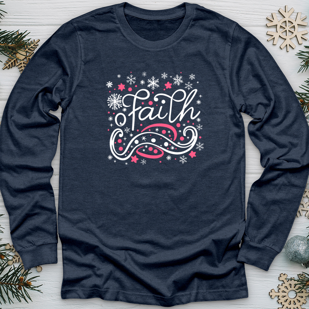 Faith Pink Snowflake Scene Long Sleeve Tee