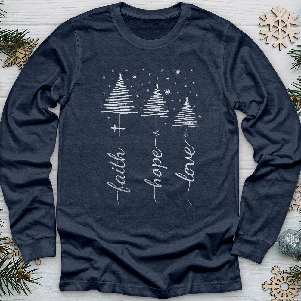 Faith Hope Love Floating Sparkles Long Sleeve Tee