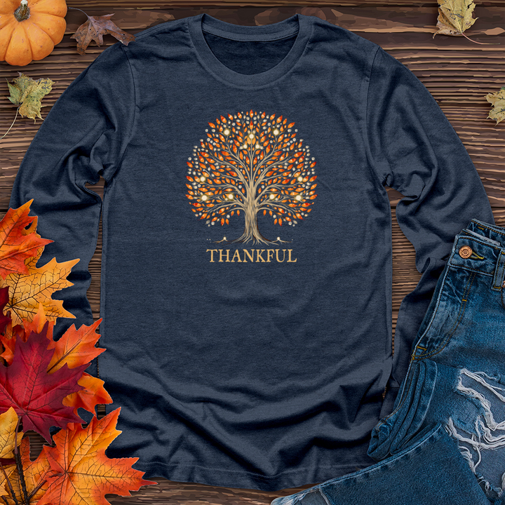 Retro Bonfire Sparkle Fall Themes Tree Long Sleeve Tee