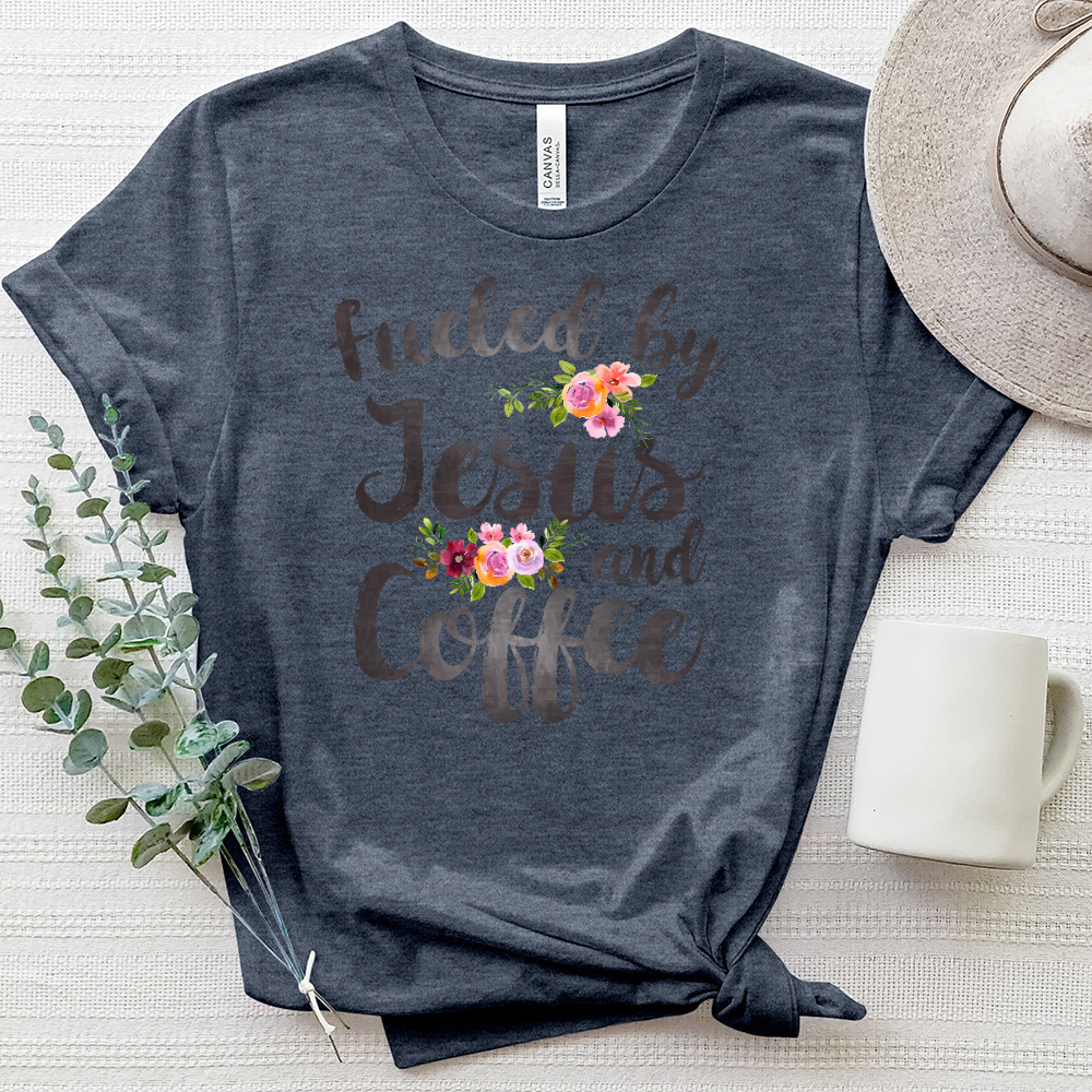 Fueled by Jesus and Coffee 2 Heathered Tee