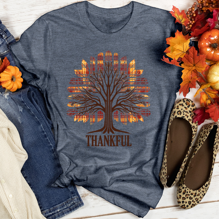 Vintage Tartan Fall Tree Heathered  Tee