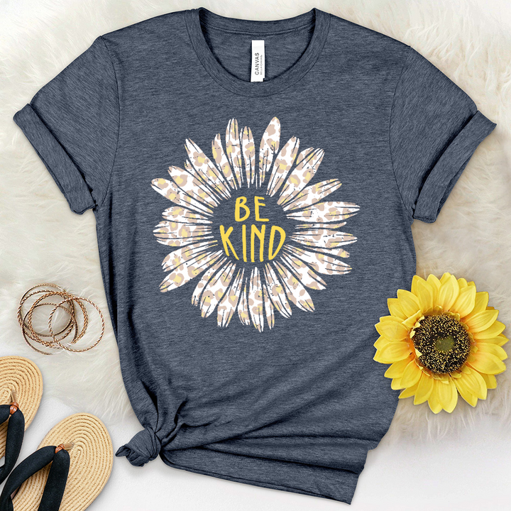 Be Kind Leopard Daisy Heathered Tee