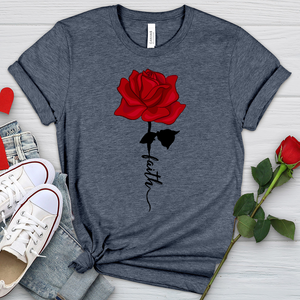 Red Faith Rose Heathered Tee