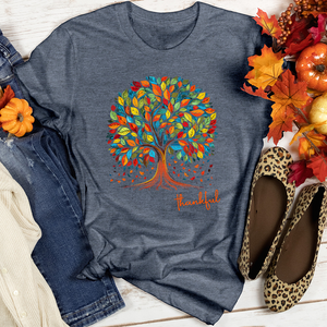 Vintage Floral Fall Tree Heathered Tee