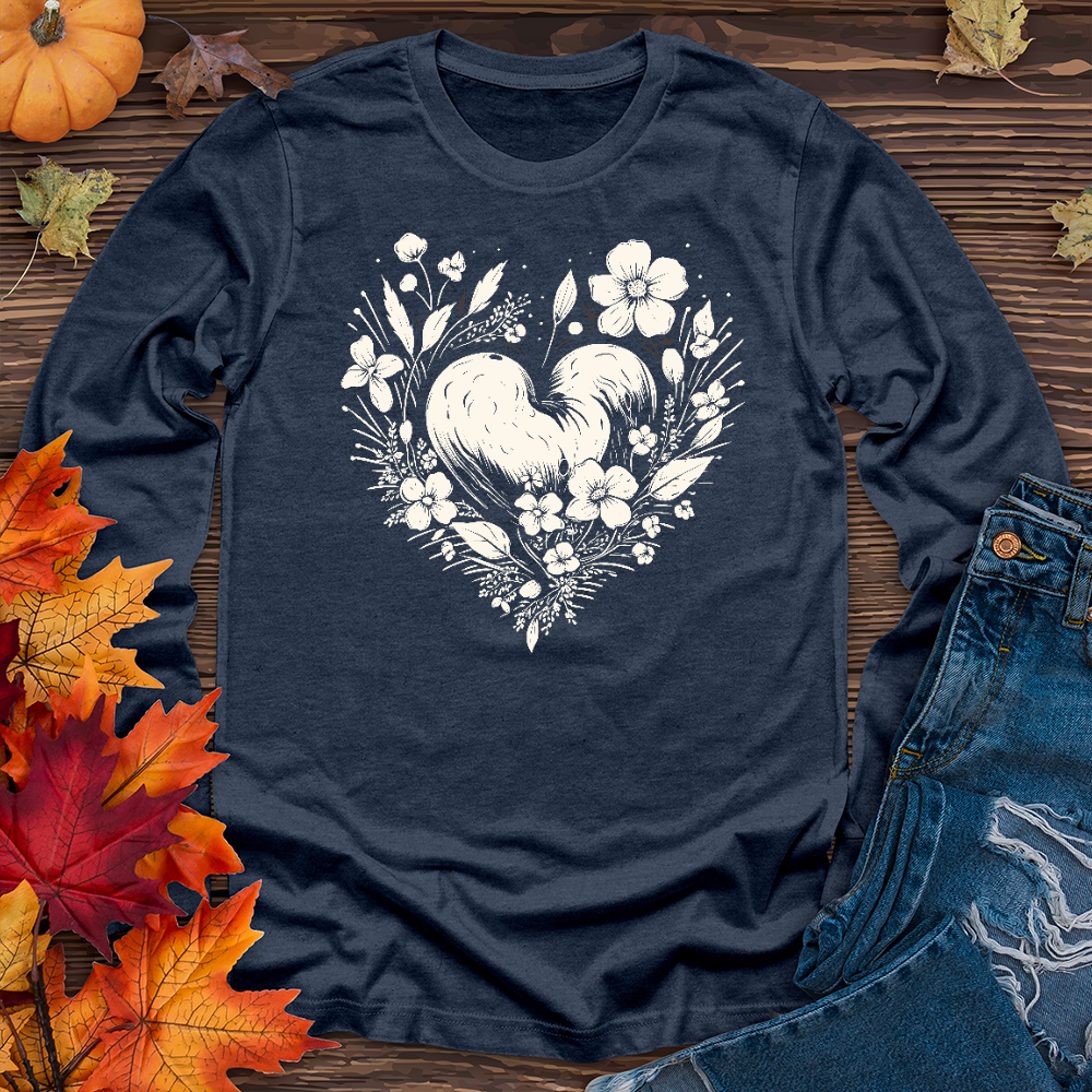 A simple heart with flowers Long Sleeve Tee