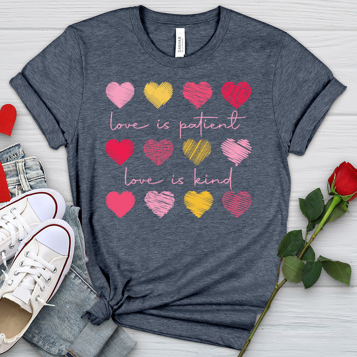 Multi Colored Hearts Heathered Tee