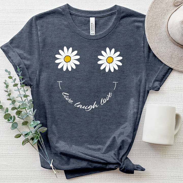 Live Laugh Love Smiley Face Heathered Tee