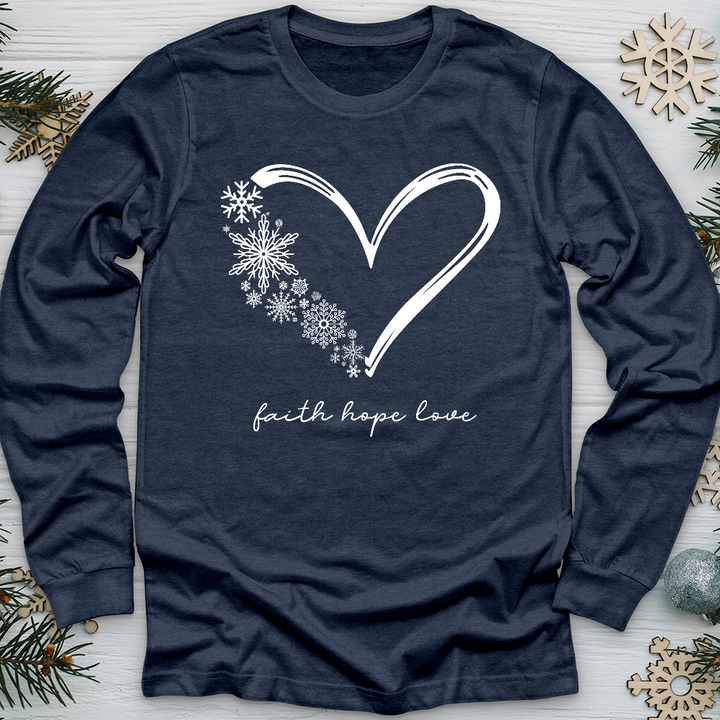 Snowflake Faith Hope Love Heart Long Sleeve Tee