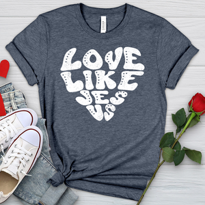 Love Like Jesus White Heathered Tee