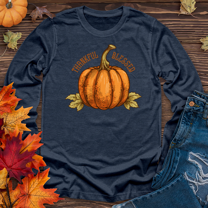 Thankful Blessed Pumpkin Long Sleeve Tee