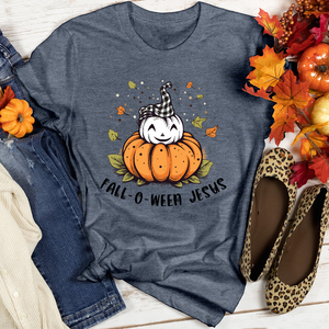 Retro Polka Dot Pumpkin Cozies Heathered Tee